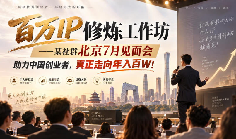 百万IP修炼工作坊——某社群北京7月见面会，助力中国创业者，真正走向年入百W!-资源后花园