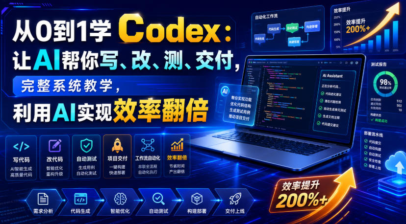 从0到1学Codex：让AI帮你写、改、测、交付，完整系统教学，利用AI实现效率翻倍(更新0918)-资源后花园