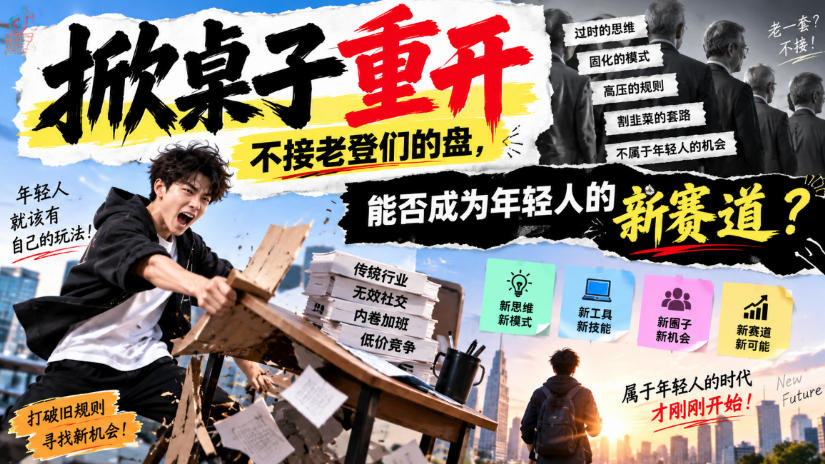 某公众号付费文章：掀桌子重开，不接老登们的盘，能否成为年轻人的新赛道？-资源后花园
