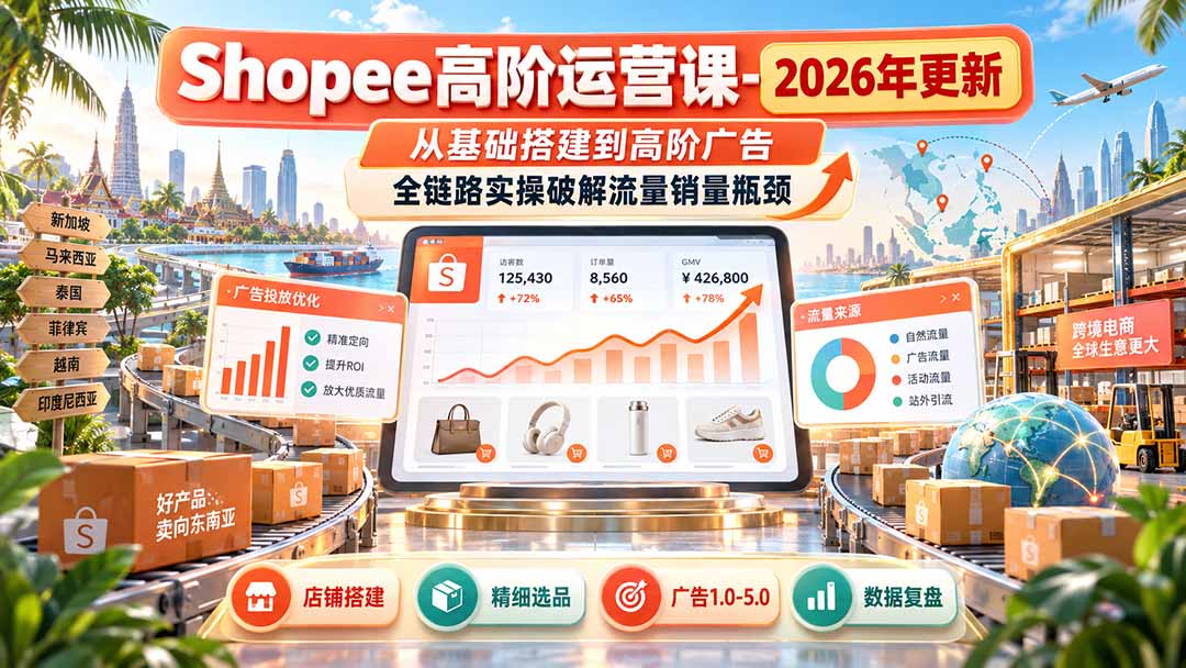 Shopee高阶运营课-更新9月，从基础搭建到高阶广告，全链路实操破解流量销量瓶颈-资源后花园