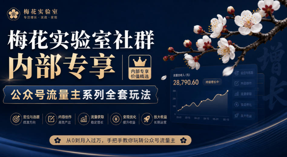 梅花实验室社群内部专享-公众号流量主系列全套玩法-资源后花园