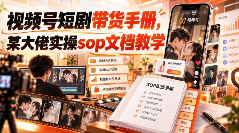 视频号短剧带货手册，某大佬实操sop文档教学-资源后花园