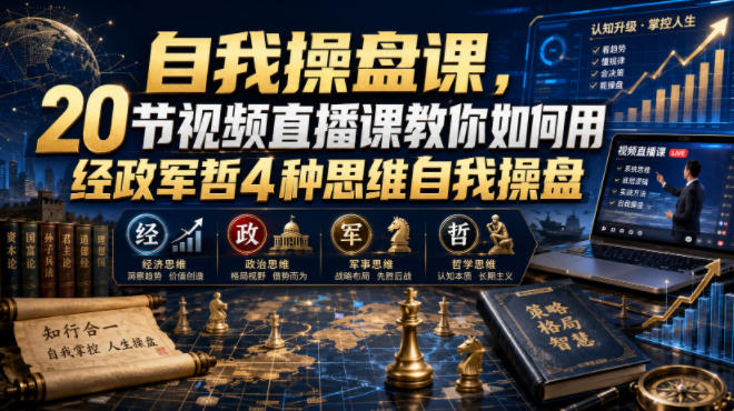 【无水印】自我操盘课，20节视频直播课教你如何用经政军哲4种思维自我操盘(更新0924)-资源后花园