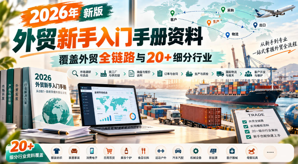 2026年新版外贸新手入门手册资料，覆盖外贸全链路与20+细分行业-资源后花园