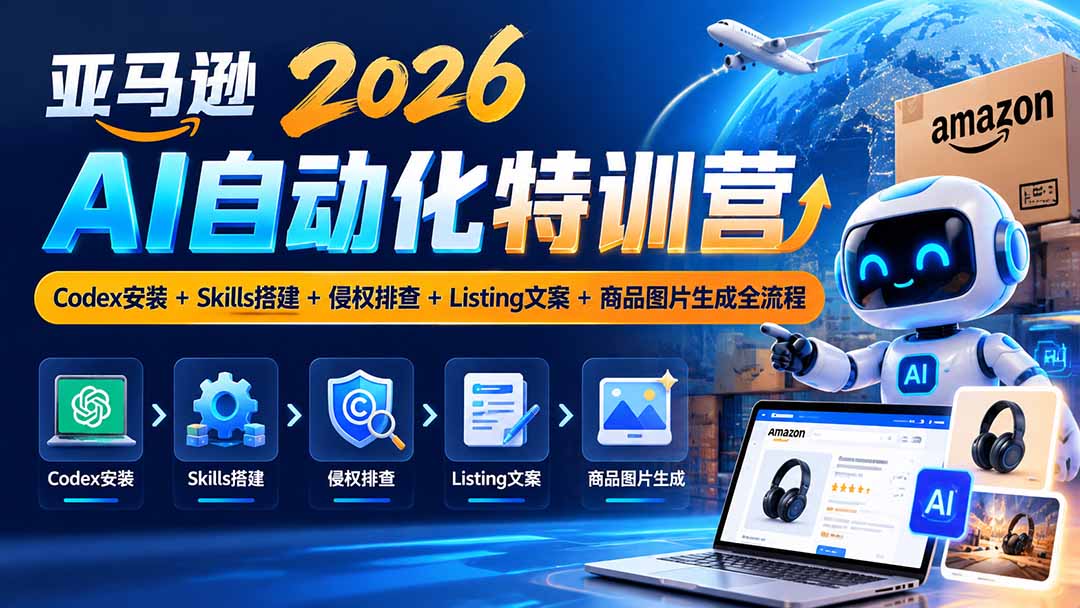 亚马逊2026AI自动化-10月特训营：Codex安装+Skills搭建+侵权排查+Listing文案+商品图片生成全流程-资源后花园