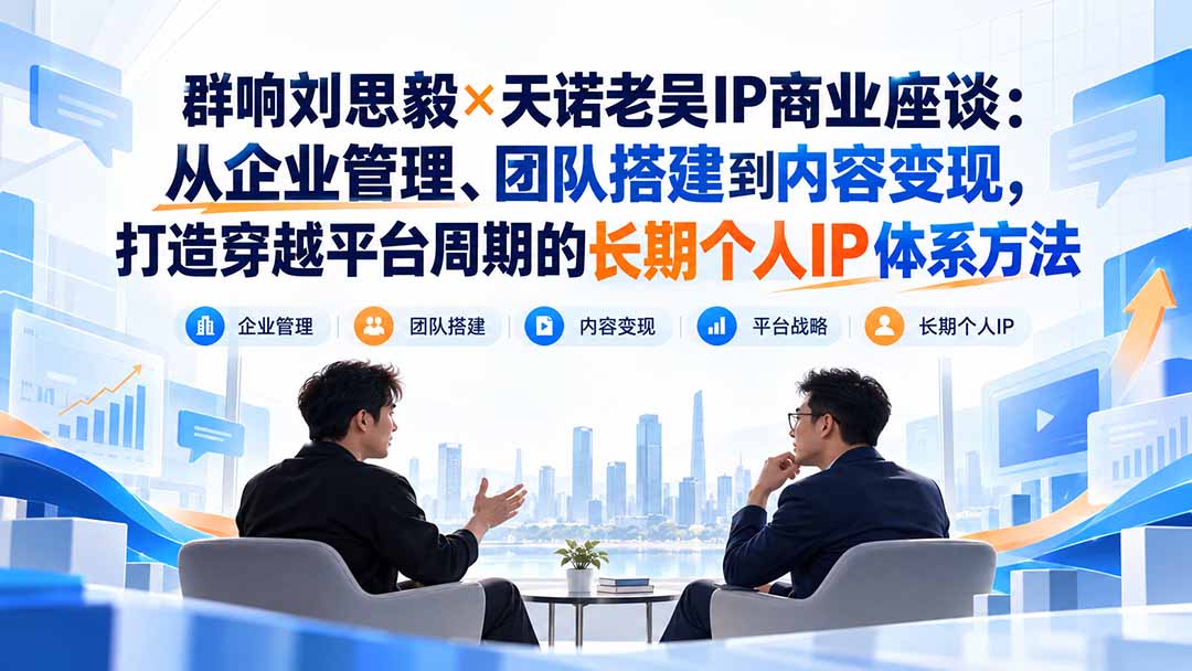 群响刘思毅×天诺老吴IP商业座谈：从企业管理、团队搭建到内容变现，打造穿越平台周期的长期个人IP体系方法-资源后花园