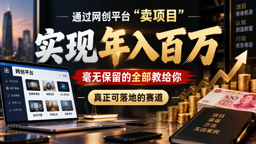通过网创平台“卖项目”实现年入100w，毫无保留的全部教给你，真正可落地的赛道【揭秘】-资源后花园