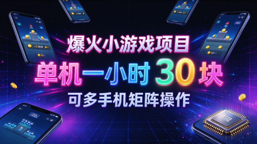 爆火小游戏撸金项目，实测单机一小时30+，可多手机矩阵操作，新手看完一遍就能上手【揭秘】-资源后花园