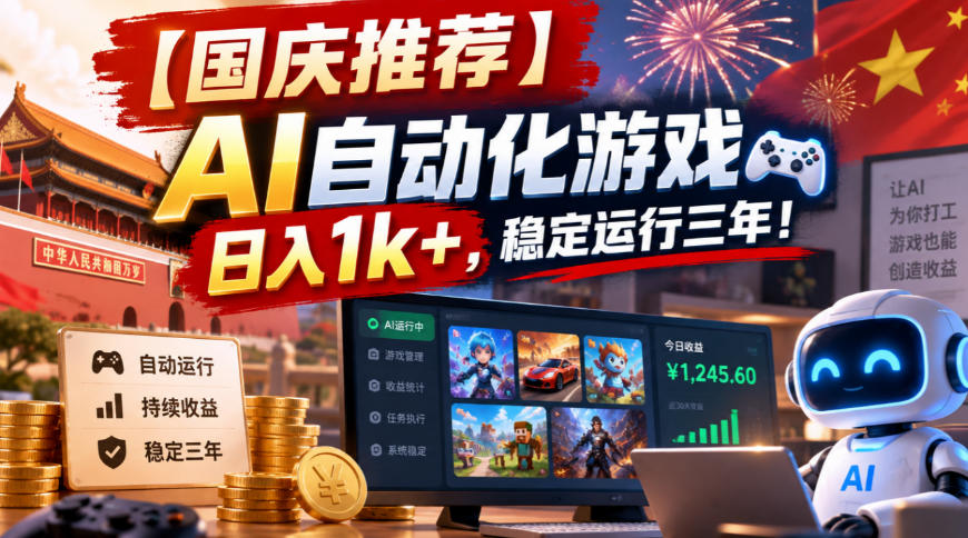 【国庆推荐】AI自动化游戏，日入1k+，操作简单，稳定运行三年！【揭秘】-资源后花园