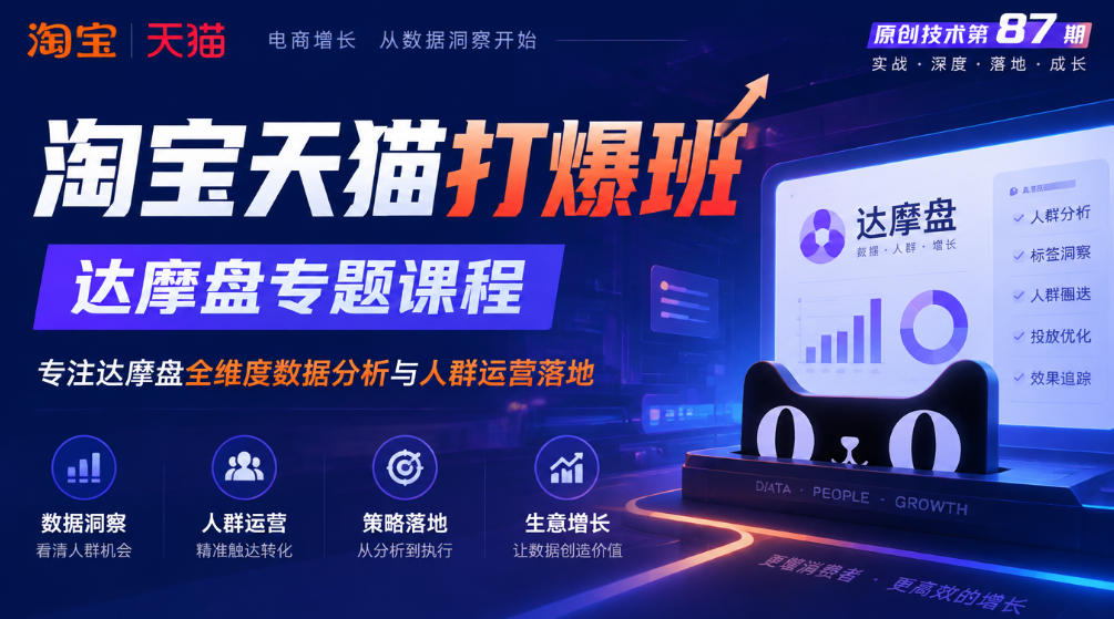《淘宝天猫打爆班》原创技术第87期，达摩盘专题课程，专注达摩盘全维度数据分析与人群运营落地-资源后花园