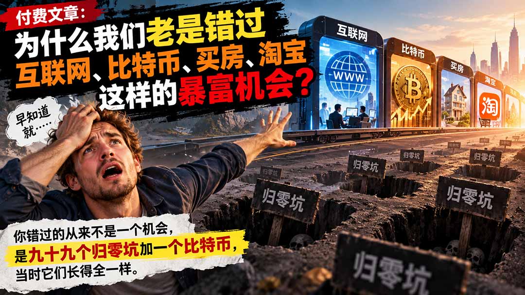 付费文章：为什么我们老是错过互联网、比特币、买 房、淘宝这样的暴富机会？-资源后花园