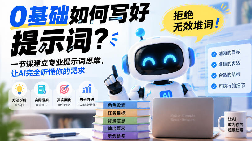 0基础如何写好提示词，拒绝无效堆词！一节课建立专业提示词思维，让AI完全听懂你的需求-资源后花园
