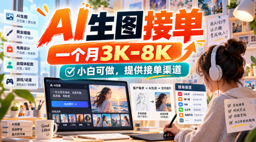 AI生图接单，一个月3K-8K，小白可做，提供接单渠道-资源后花园