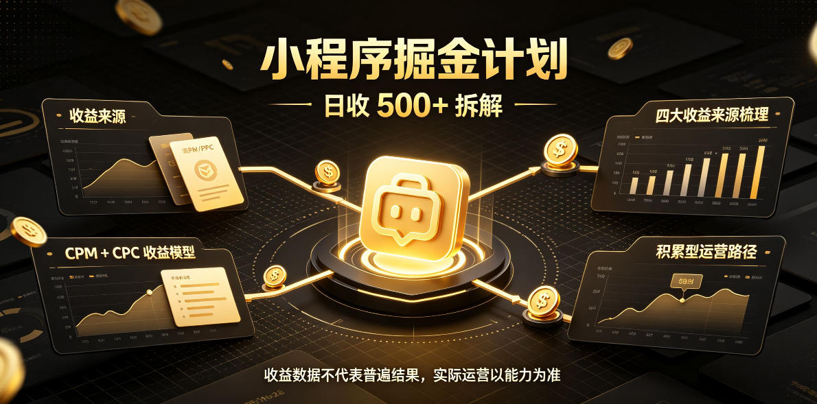小程序推广计划，日收500+，腾讯官方打款，客户留存率高，收益长期稳定【揭秘】-资源后花园