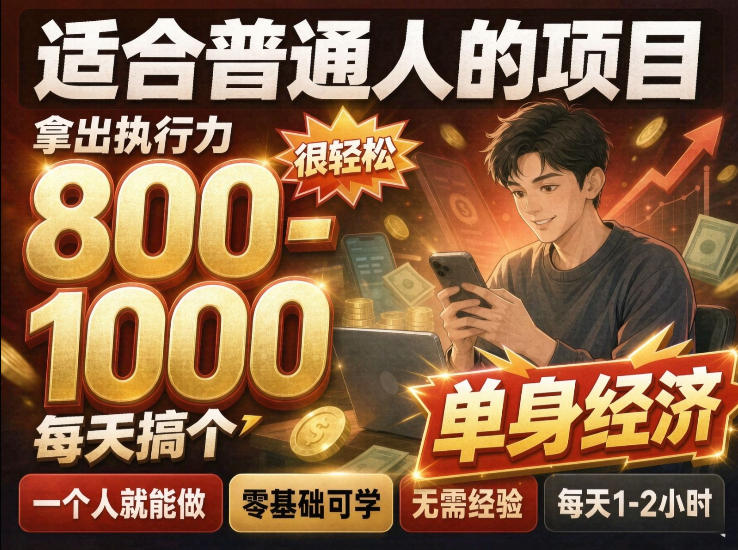 单身交友社群，普通人拿出执行力一个人每天搞个800-1k很轻松，普通人随时入局，无需经验【揭秘】-资源后花园
