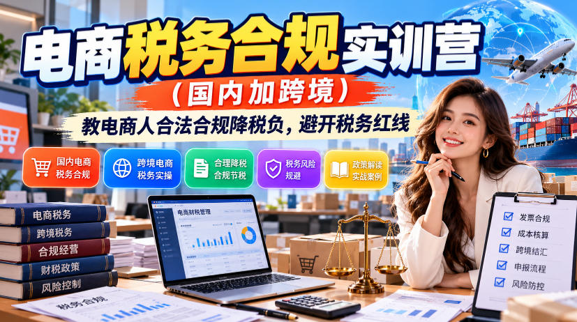 电商税务合规实训营(国内加跨境)，教电商人合法合规降税负，避开税务红线-资源后花园