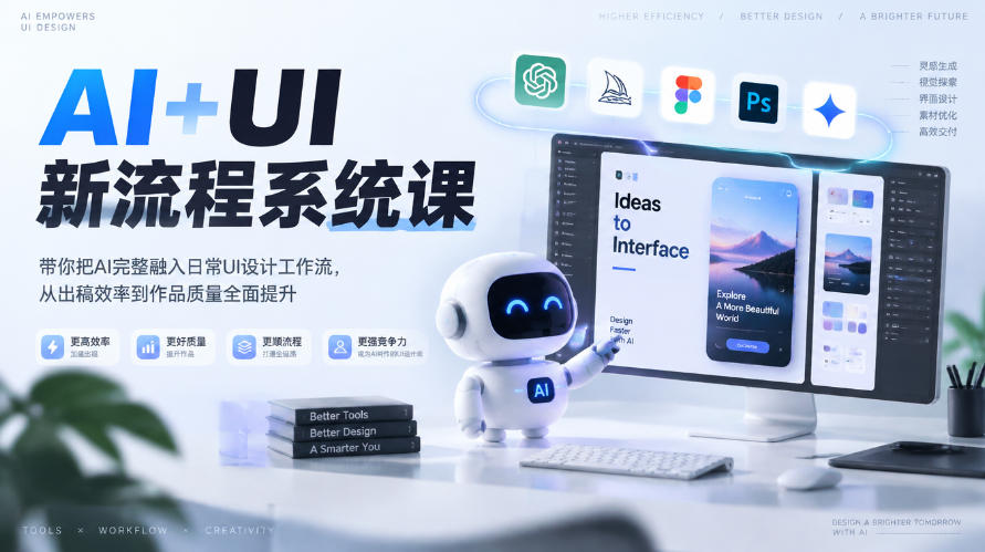 【无水印】AI+UI新流程系统课，带你把AI完整融入日常UI设计工作流，从出稿效率到作品质量全面提升(2026第4期)-资源后花园