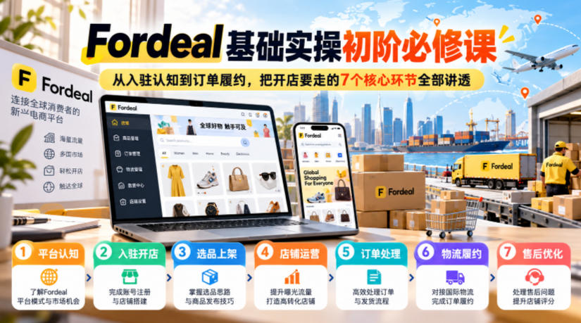 Fordeal基础实操初阶必修课，从入驻认知到订单履约，把开店要走的7个核心环节全部讲透-资源后花园