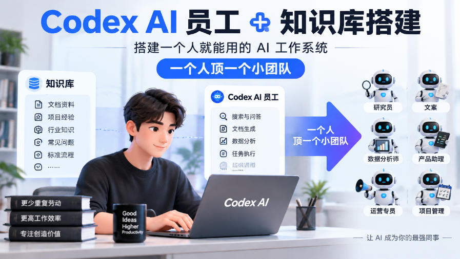 Codex AI员工+知识库搭建，搭建一个人就能用的AI工作系统，一个人顶一个小团队-资源后花园