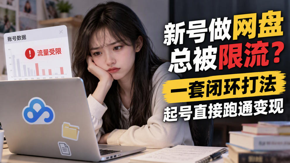 新号做网盘总被限流？一套闭环打法，起号直接跑通变现-资源后花园