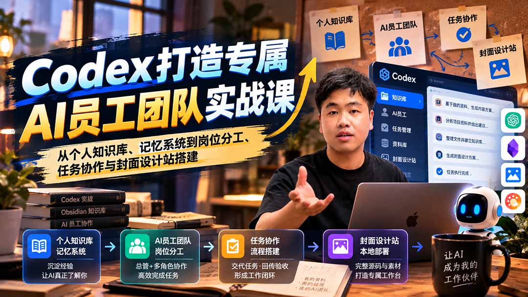 【无水印】Codex打造专属AI员工团队实战课：从个人知识库、记忆系统到岗位分工、任务协作与封面设计站搭建-资源后花园