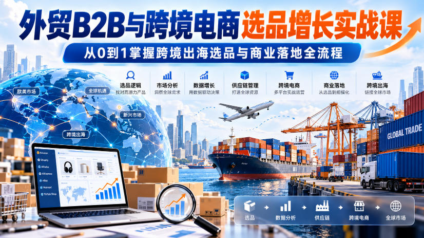 外贸B2B与跨境电商选品增长实战课，从0到1掌握跨境出海选品与商业落地全流程-资源后花园