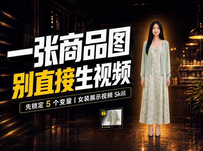 女装AI视频总翻车？问题不在提示词，女装展示视频Skill先锁定5个变量！-资源后花园