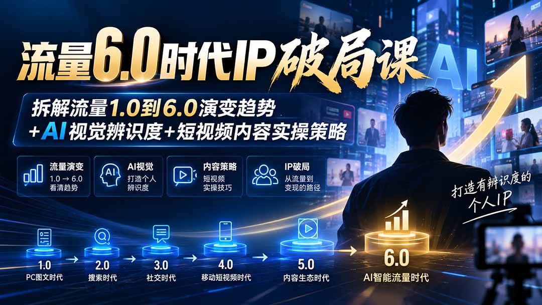 流量6.0时代IP破局课-更新：拆解流量1.0到6.0演变趋势+AI视觉辨识度+短视频内容实操策略-资源后花园