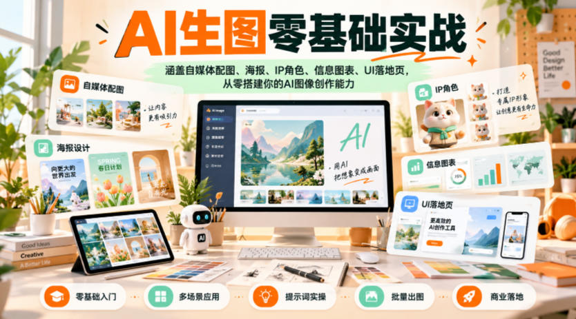 AI生图零基础实战，涵盖自媒体配图、海报、IP角色、信息图表、UI落地页，从零搭建你的AI图像创作能力-资源后花园