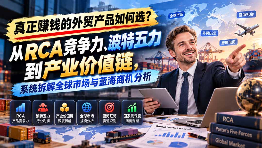 真正赚钱的外贸B2B产品如何选？从RCA竞争力、波特五力到产业价值链，系统拆解全球市场与蓝海商机分析-资源后花园