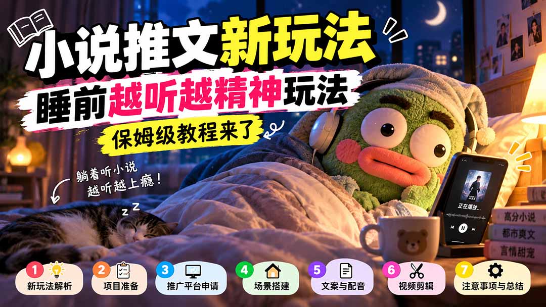 小说推文新玩法，睡前越听越精神玩法，保姆级教程来了-资源后花园