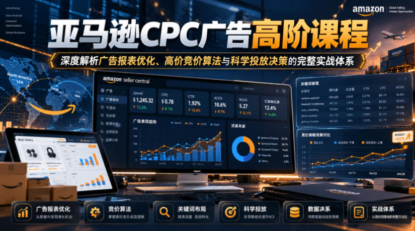 亚马逊CPC广告高阶课程，深度解析广告报表优化、高价竞价算法与科学投放决策的完整实战体系-资源后花园