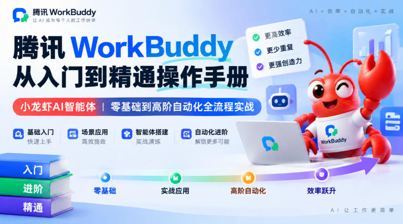腾讯WorkBuddy从入门到精通操作手册｜小龙虾AI智能体，零基础到高阶自动化全流程实战【文档】-资源后花园