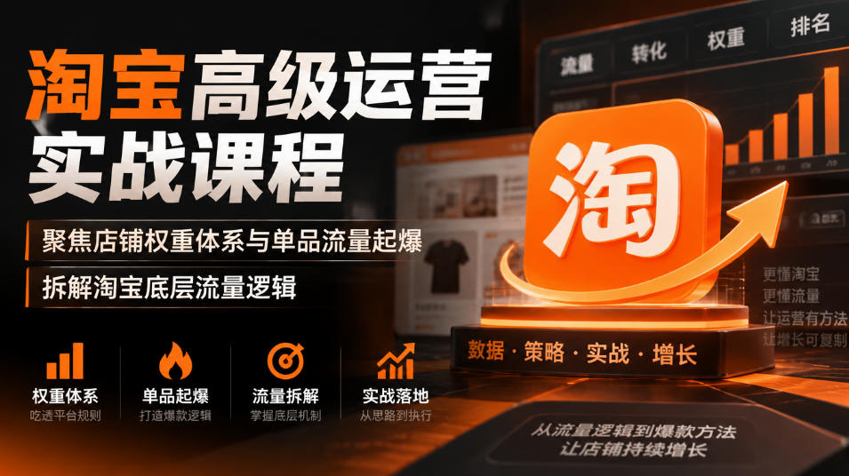 淘宝高级运营实战课程，聚焦店铺权重体系与单品流量起爆，拆解淘宝底层流量逻辑-资源后花园
