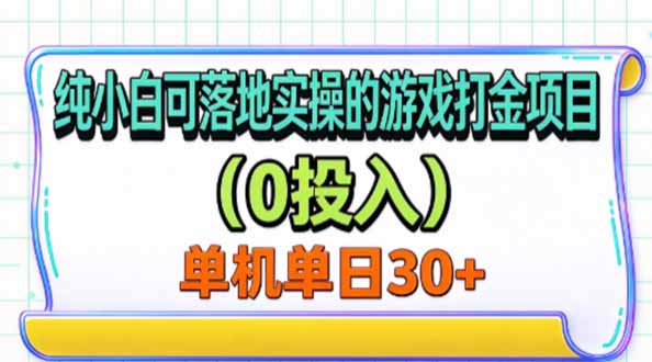 纯小白可落地实操的游戏打金项目(0投入-资源后花园