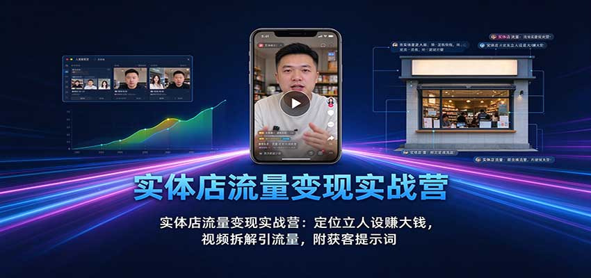 实体店流量变现实战营:定位立人设赚大钱,视频拆解引流量,附获客提示词-资源后花园