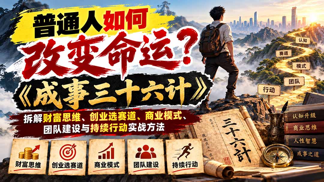 普通人如何改变命运？《成事三十六计》拆解财富思维、创业选赛道、商业模式、团队建设与持续行动实战方法-资源后花园