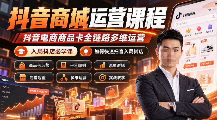 抖音商城运营课程，抖音电商商品卡全链路多维运营，入局抖店必学课， 如何快速扫盲入局抖店(更新1025)-资源后花园