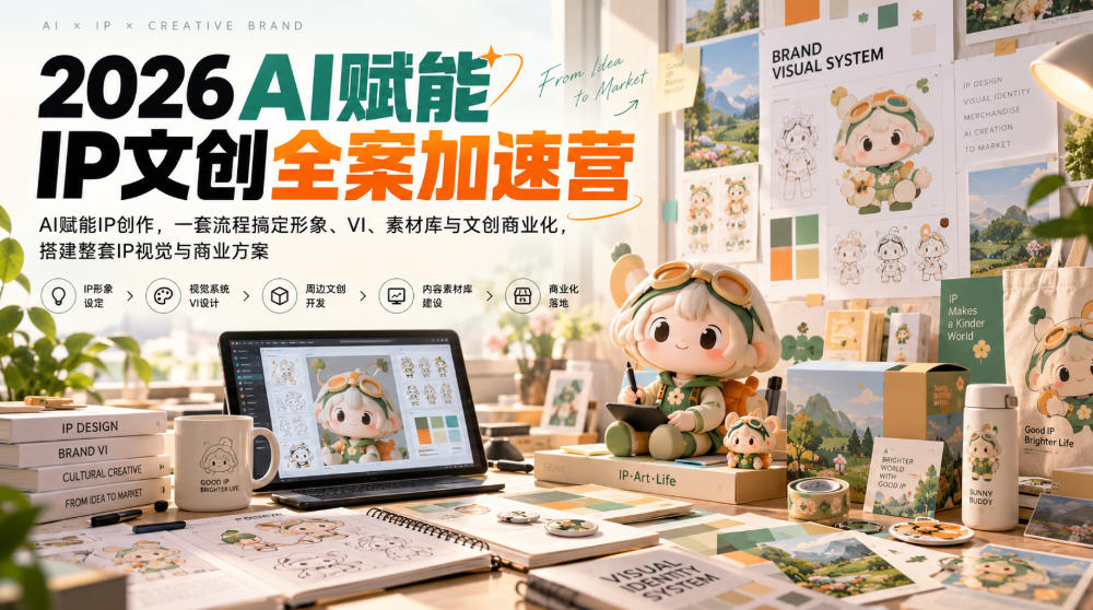 2026AI赋能ip文创全案加速营，AI赋能IP创作，一套流程搞定形象、VI、素材库与文创商业化，搭建整套IP视觉与商业方案-资源后花园