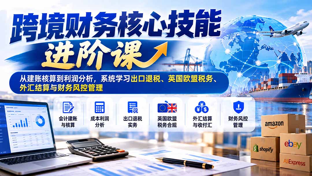 跨境财务核心技能进阶课：从建账核算到利润分析，系统学习出口退税、英国欧盟税务、外汇结算与财务风控管理-资源后花园