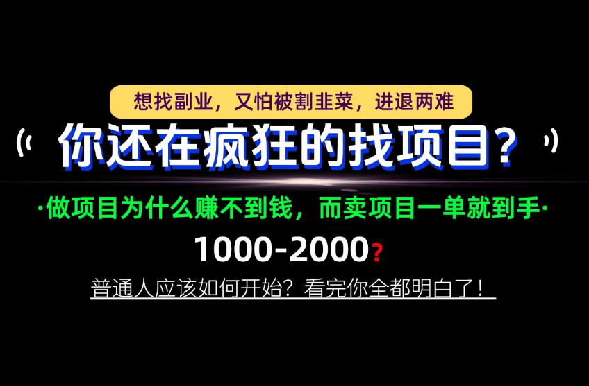 你还在疯狂的找项目？别傻了！卖项目才是真正的一本万利！怎么做，看完你全都明白！【揭秘】-资源后花园