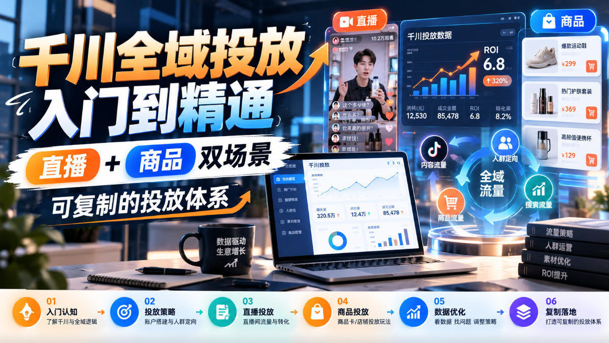 千川全域投放入门到精通，直播+商品双场景，可复制的投放体系(更新1026)-资源后花园