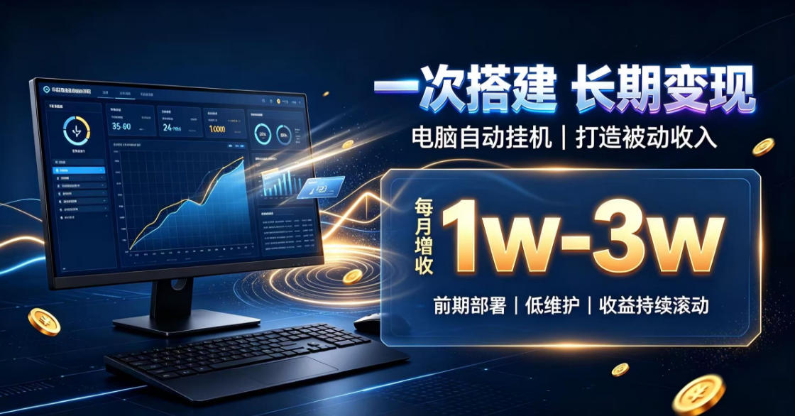 一份投入长期收益，电脑自动挂G类目，搭建被动收入每月增收1w-3w【揭秘】-资源后花园