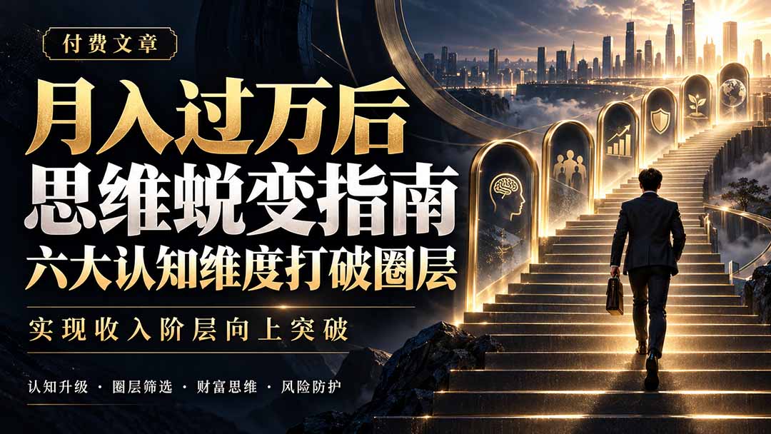 付费文章：月入过万后思维蜕变指南，六大认知维度打破圈层，实现收入阶层向上突破-资源后花园