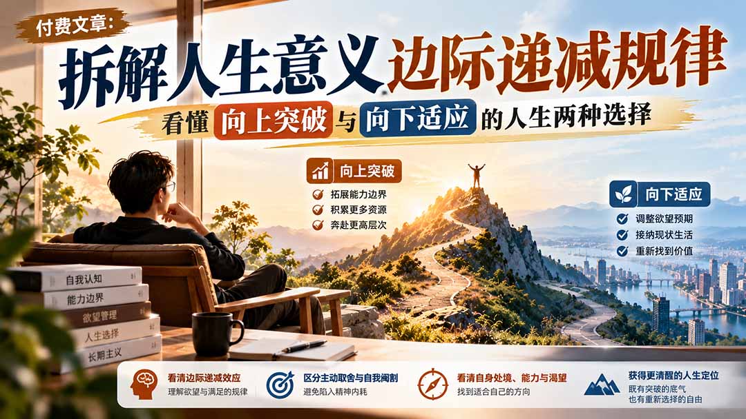 付费文章：拆解人生意义边际递减规律，看懂向上突破与向下适应的人生两种选择-资源后花园