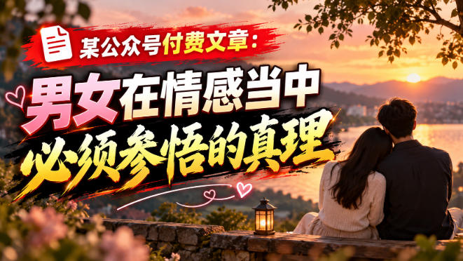 某公众号付费文章：男女在情感当中必须参悟的真理-资源后花园