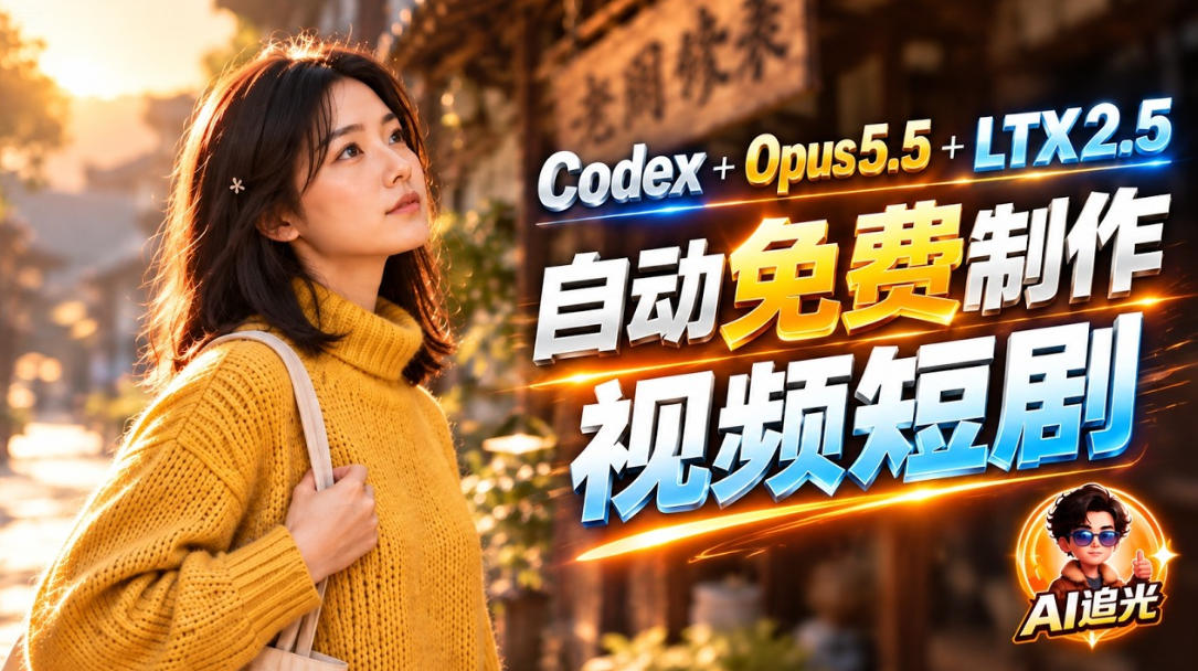 【无水印】Codex出图+免费LTX-2.5生成视频，Claude Opus 5.5全自动剪出1分钟情感短剧《停了的表》-资源后花园