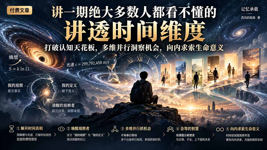 付费文章：讲一期绝大多数人都看不懂的，讲透时间维度，打破认知天花板，多维并行洞察机会，向内求索生命意义-资源后花园